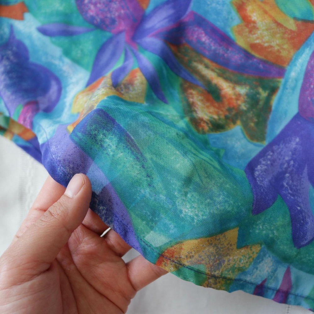 Funky Blue Sheer Button Down Blouse - image 7